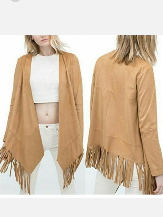 Zara Jackets & Blazers - Zara Faux Suede Fringe Cardigan Jacket Western Boho Duster Tan. Size M
